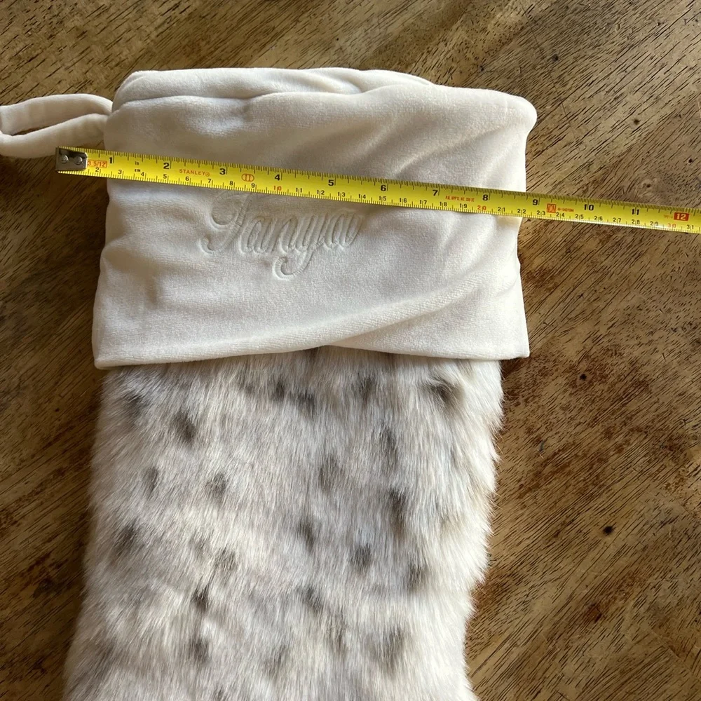 Restoration Hardware Baby & Child Snow Leopard Cream Faux Fur Christmas Stocking